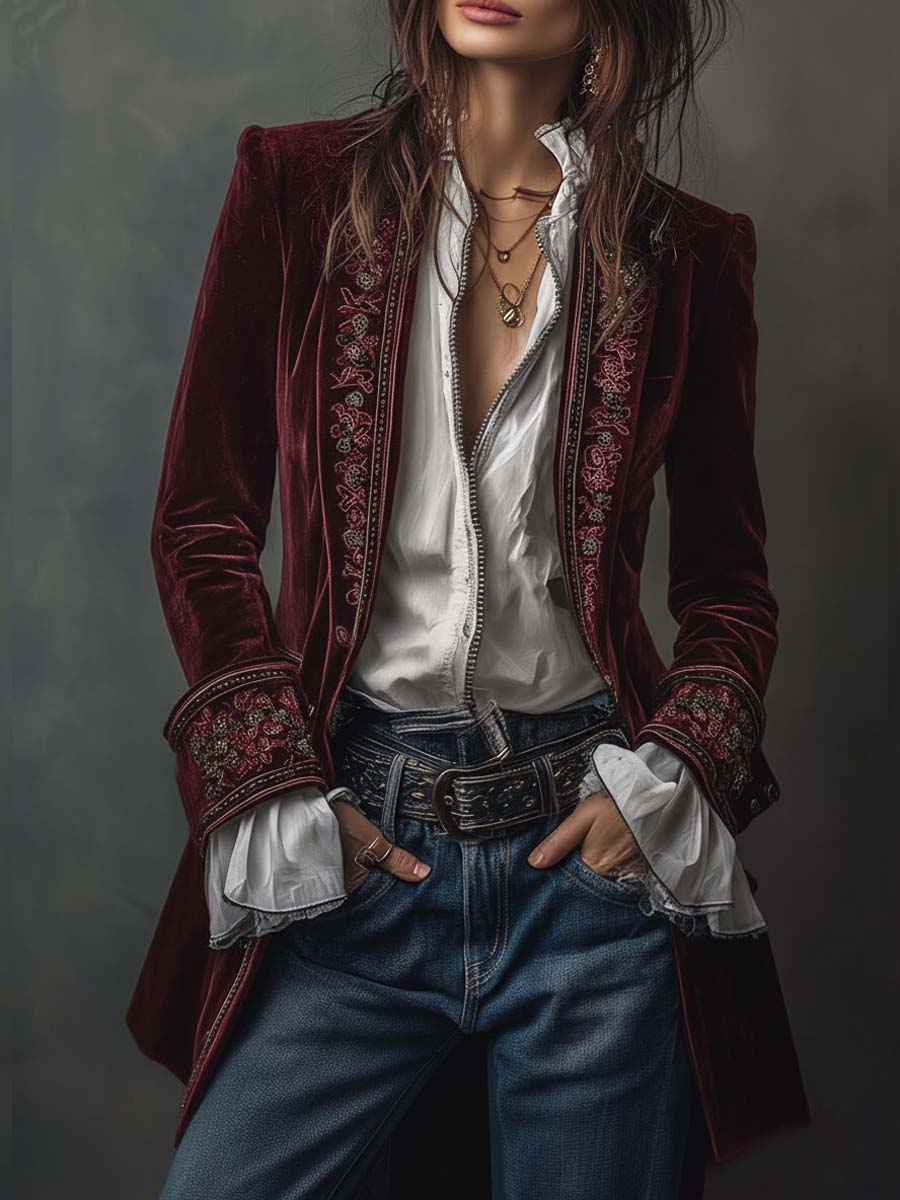 Women’s Long Embroidered Jacket