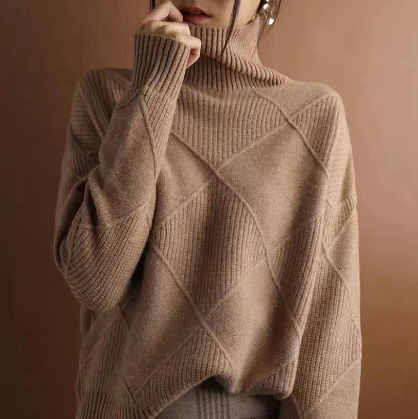 Women’s Textured Turtleneck Knit Sweater