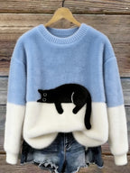 Bonnie | Cat Print Oversized Sweater