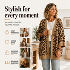 Elegant women's cardigan with leopard print