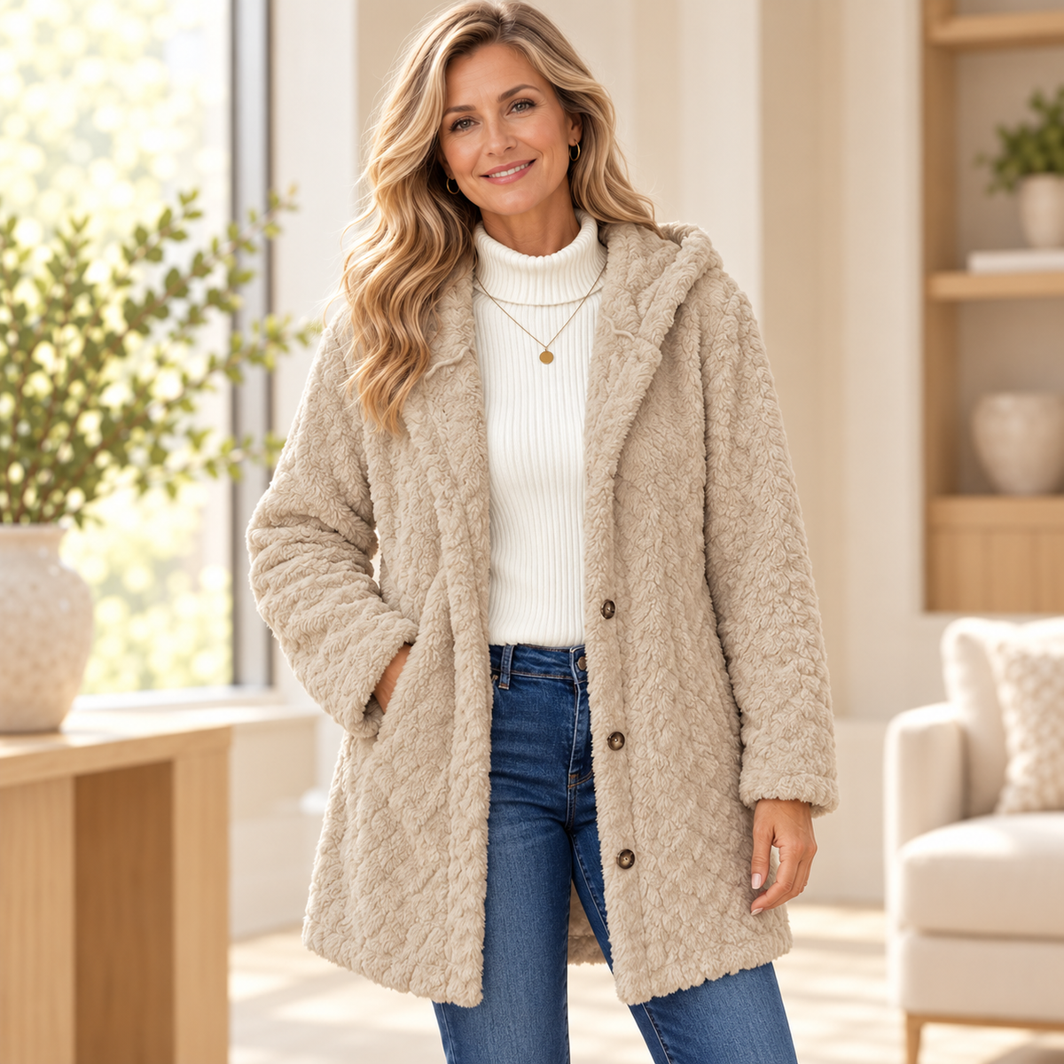 Women's Hooded Button Down Jacket