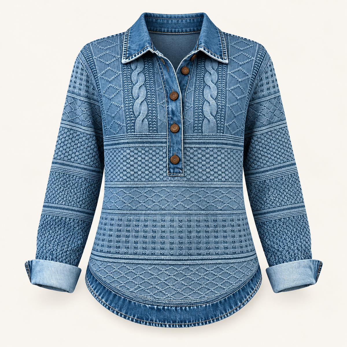 Azalea - Vintage Cable Knit Collared Jumper