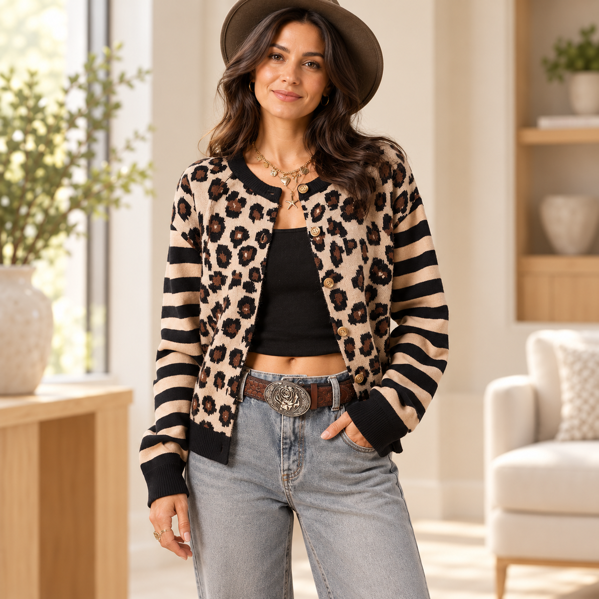 Women's Leopard Print Cardigan