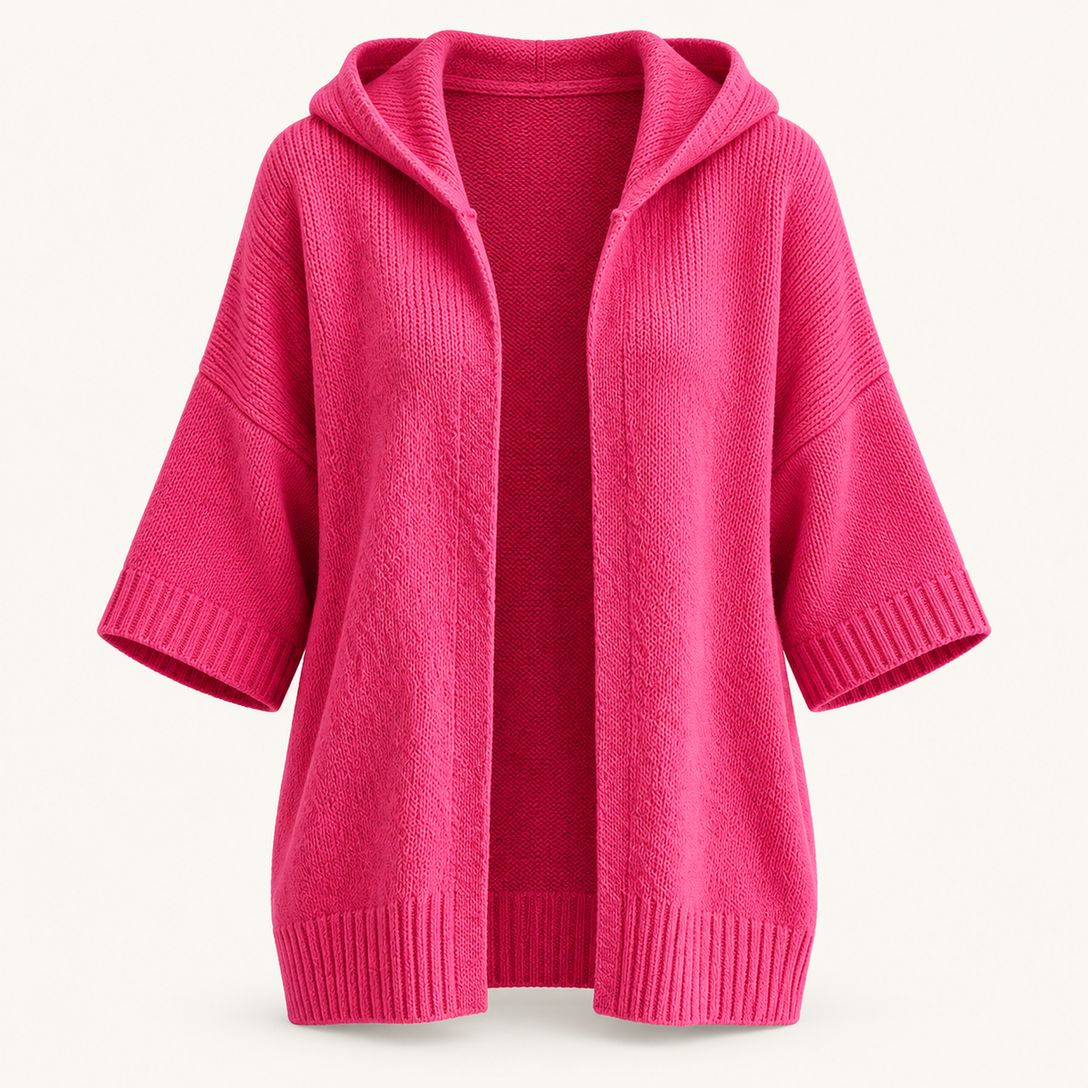 Women's 3/4 Sleeve Hooded Knit Cardigan