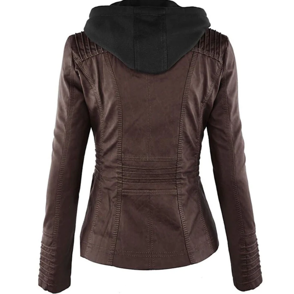 Women’s Hooded Zip Up Biker Jacket