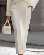 Smart Casual Stand Collar Suit Shirt and Pants Set
