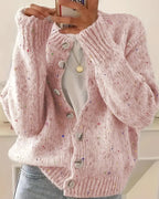 Chunky Melange Knit Button-Front Cardigan