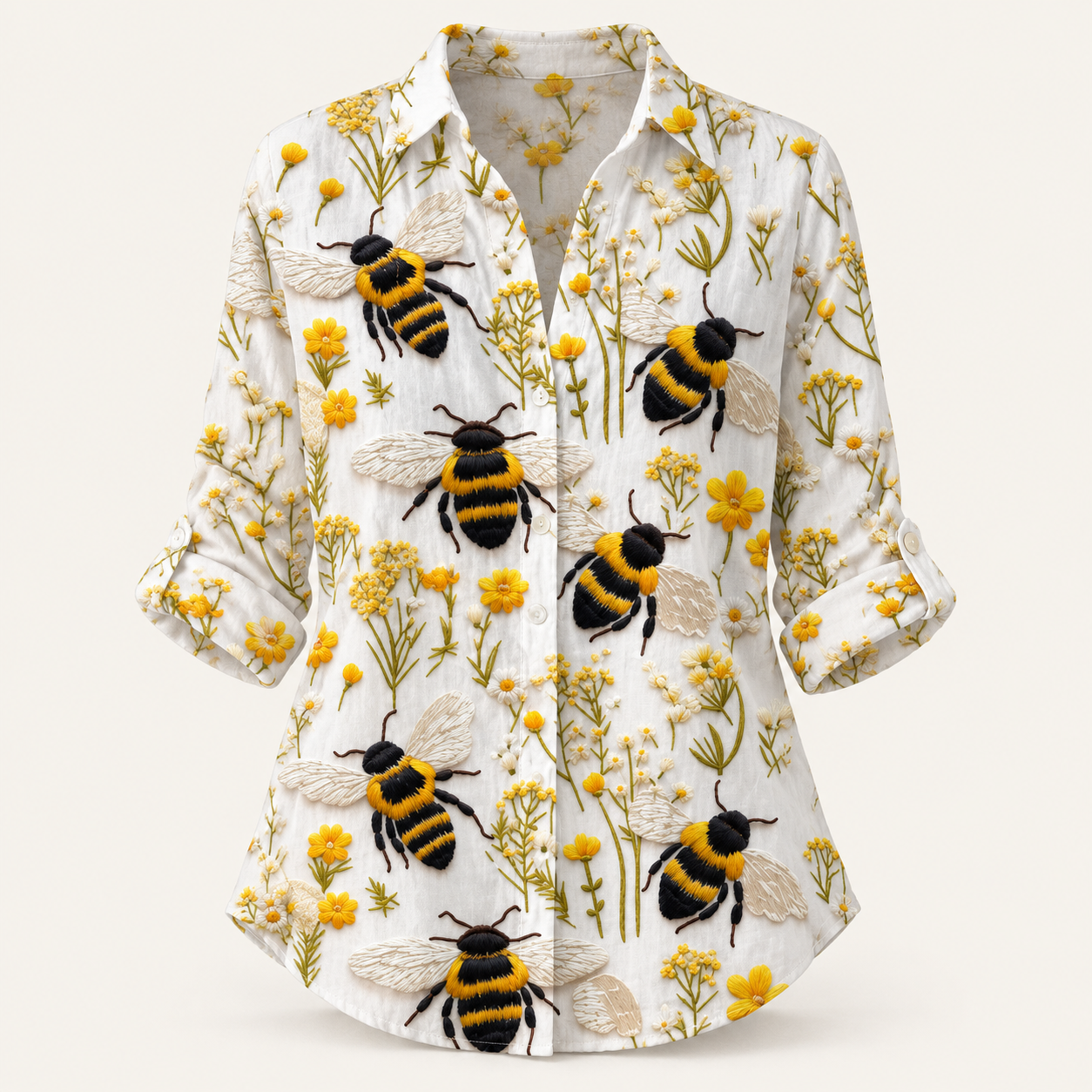 Women’s Golden Bee Print Dressy Blouse