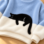 Bonnie sweater – cat print and brushed knit detail