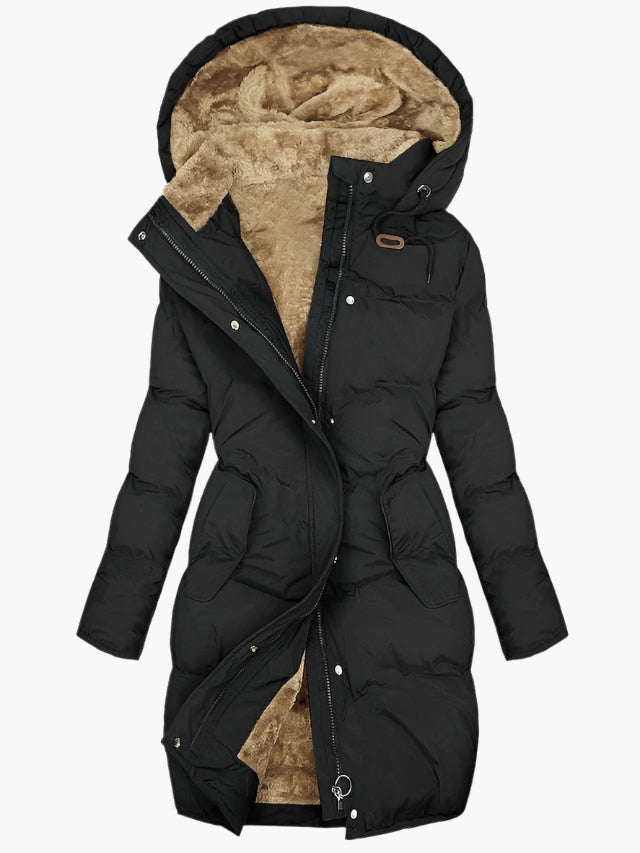 Women’s Below-Hip Quilted Hooded Winter Coat