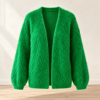 Green mohair-blend open-front cardigan — product