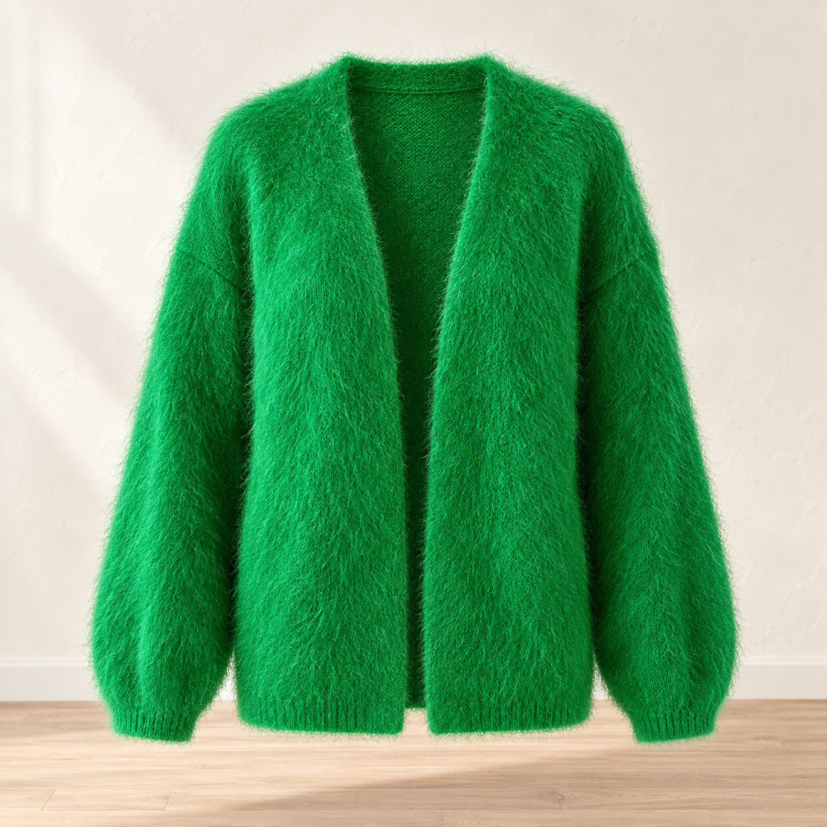 Green mohair-blend open-front cardigan — product