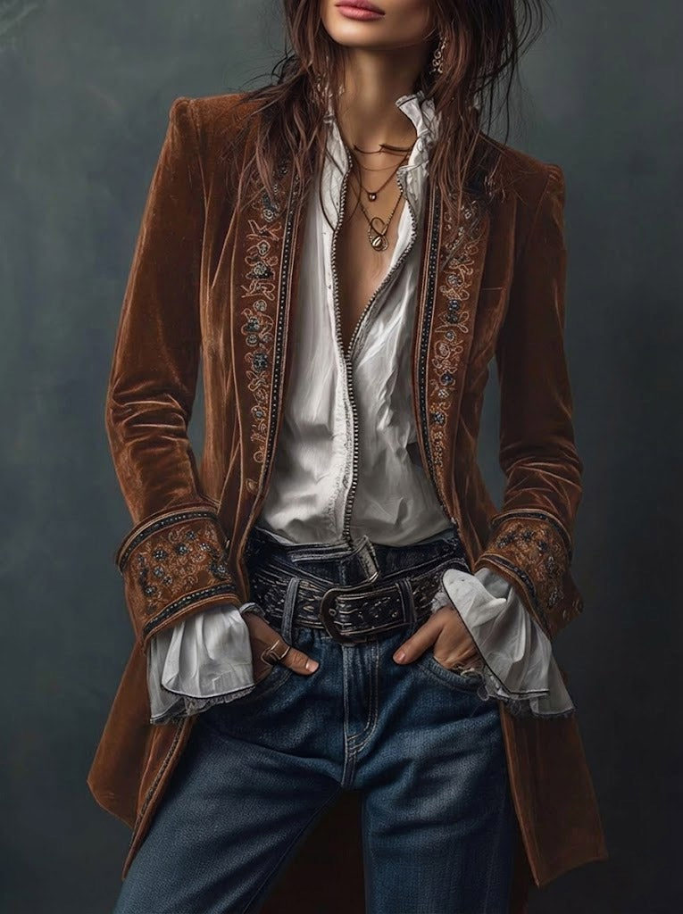 Women’s Long Embroidered Jacket