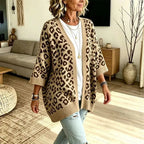 Elegant women's cardigan with leopard print