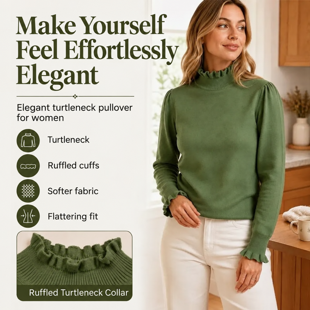 ✨Elegant cozy knitted top for women with ruffle trim
