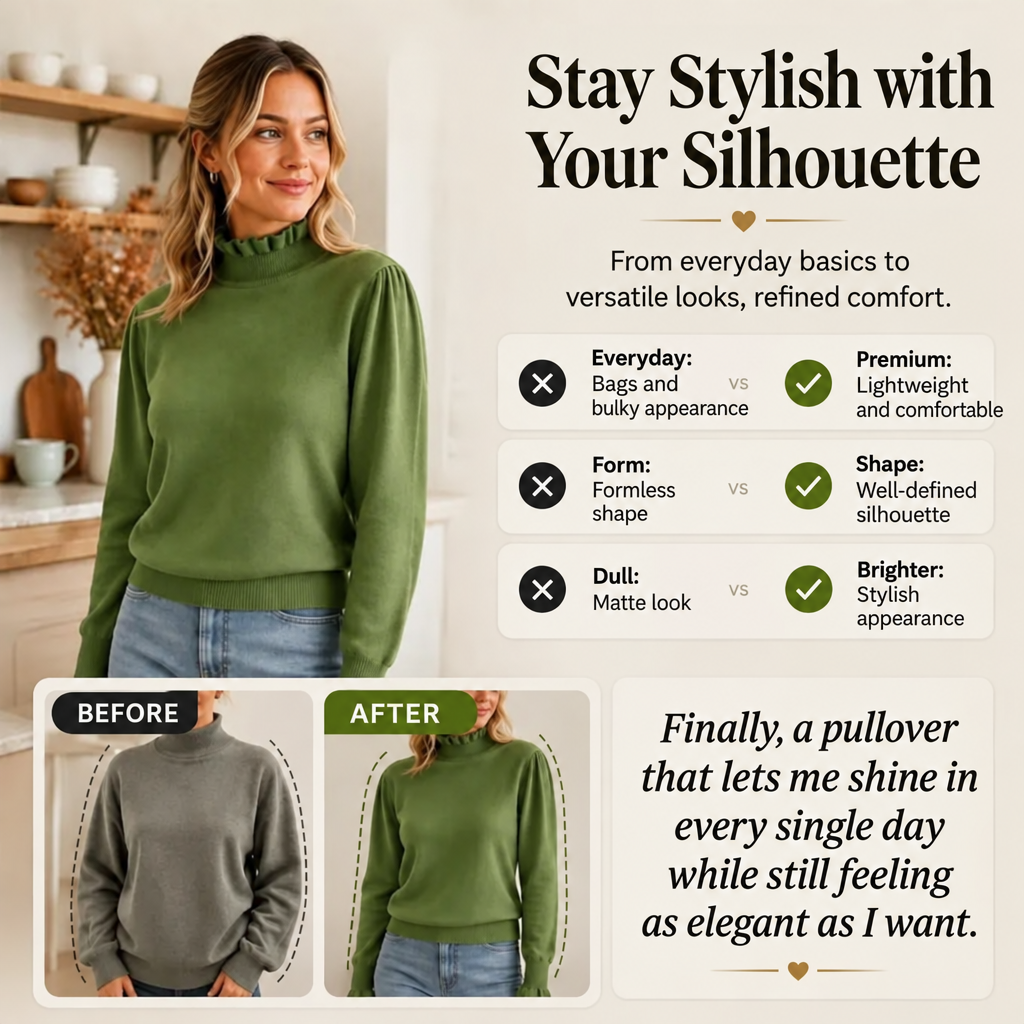✨Elegant cozy knitted top for women with ruffle trim