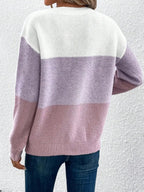 Women’s Colour Block Relaxed Fit Long Sleeve Knit Sweater